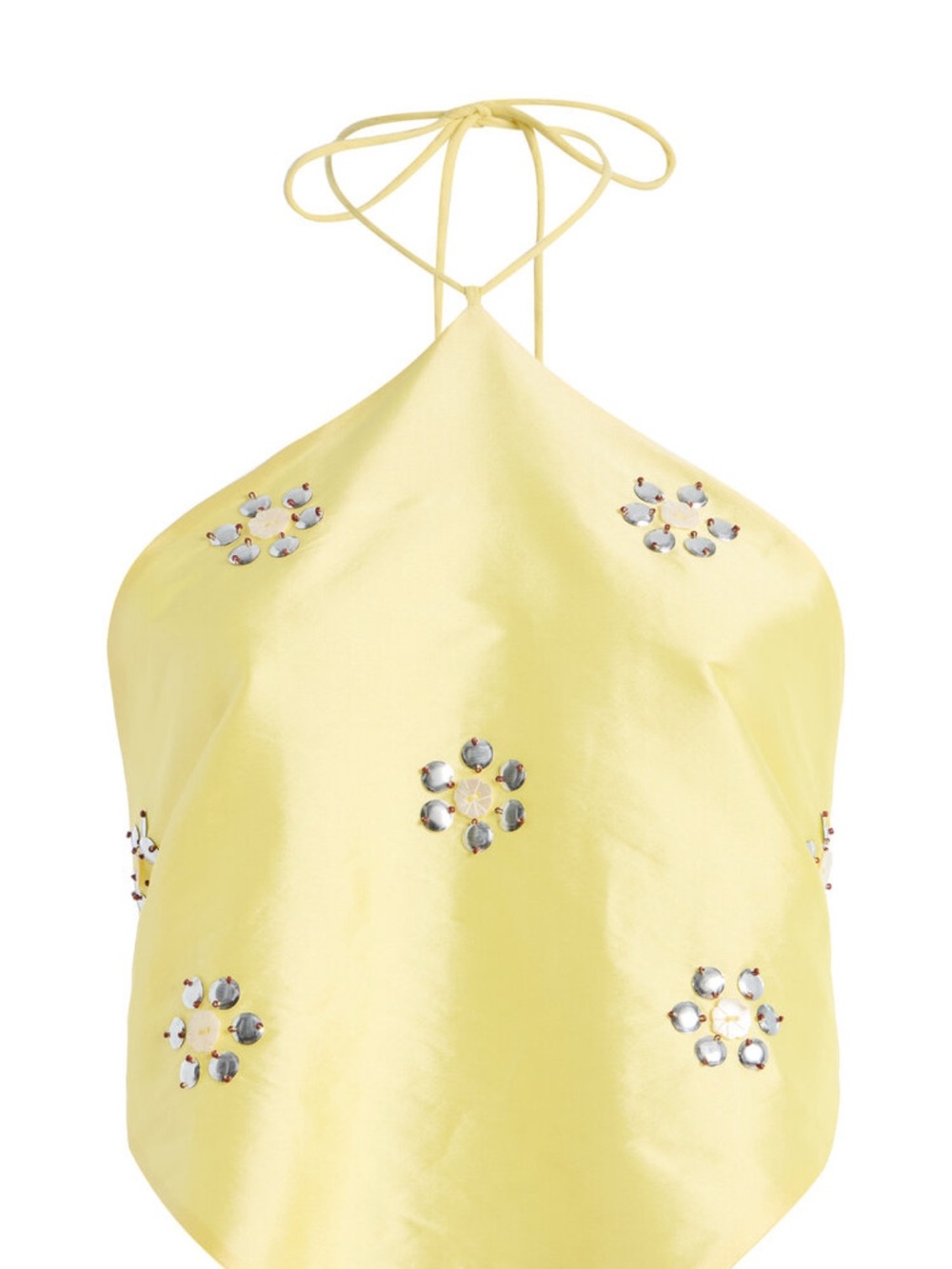Chan Luu Yellow Embellished Halter Silk Tank